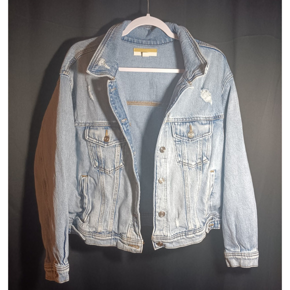 stradivarius Jackets & Blazers - Unbranded Women’s Jacket Size 0x Blue Denim Cotton Button Front Outdoor Casual